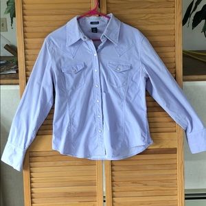 Stretch corduroy button up with pearl snaps